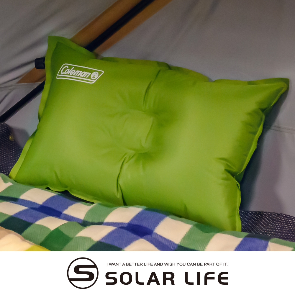 Coleman 自動充氣枕頭/CM-0428J.露營充氣枕TPU睡枕戶外枕旅行枕靠枕